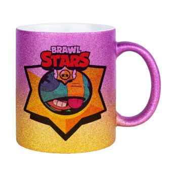 Brawl Stars Leon, Κούπα Χρυσή/Ροζ Glitter, κεραμική, 330ml