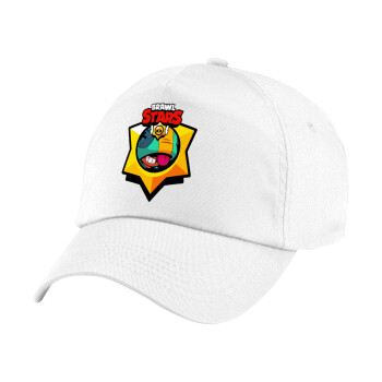 Brawl Stars Leon, 5-Panel Cap White, 100% Cotton (Twill), (UNISEX, ONE SIZE)