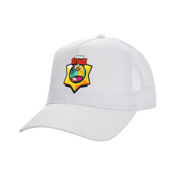 Brawl Stars Leon, Καπέλο Ενηλίκων Structured Trucker, με Δίχτυ, ΛΕΥΚΟ (100% ΒΑΜΒΑΚΕΡΟ, ΕΝΗΛΙΚΩΝ, UNISEX, ONE SIZE)