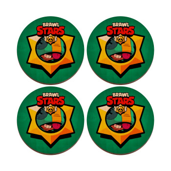 Brawl Stars Leon, ΣΕΤ x4 Σουβέρ ξύλινα στρογγυλά plywood (9cm)