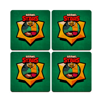 Brawl Stars Leon, ΣΕΤ x4 Σουβέρ ξύλινα τετράγωνα plywood (9cm)