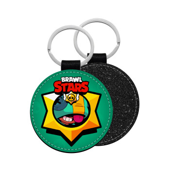 Brawl Stars Leon, Μπρελόκ Δερματίνη, στρογγυλό ΜΑΥΡΟ (5cm)