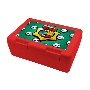 Brawl Stars Leon, Παιδικό δοχείο κολατσιού ΚΟΚΚΙΝΟ 185x128x65mm (BPA free πλαστικό)