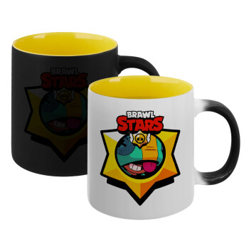 Brawl Stars Leon, Κούπα Μαγική εσωτερικό κίτρινη, κεραμική 330ml που αλλάζει χρώμα με το ζεστό ρόφημα