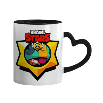 Brawl Stars Leon, Κούπα καρδιά χερούλι μαύρη, κεραμική, 330ml