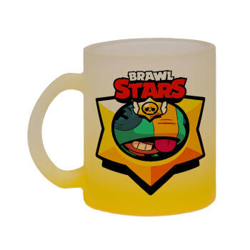 Brawl Stars Leon, Κούπα γυάλινη δίχρωμη με βάση το κίτρινο ματ, 330ml