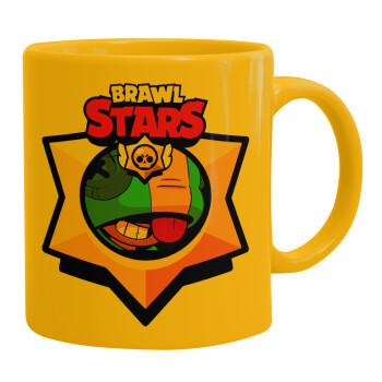 Brawl Stars Leon, Ceramic coffee mug yellow, 330ml (1pcs)