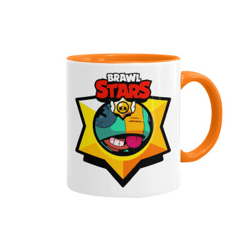 Brawl Stars Leon, Mug colored orange, ceramic, 330ml