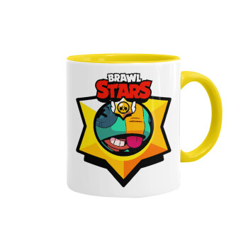Brawl Stars Leon, Mug colored yellow, ceramic, 330ml