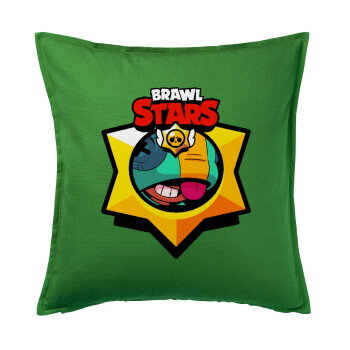 Brawl Stars Leon, Μαξιλάρι καναπέ Πράσινο 100% βαμβάκι, περιέχεται το γέμισμα (50x50cm)