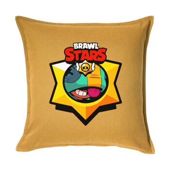 Brawl Stars Leon, Μαξιλάρι καναπέ Κίτρινο 100% βαμβάκι, περιέχεται το γέμισμα (50x50cm)