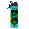 Metallic water bottle with safety lid, 850ml aluminum