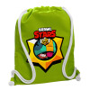 Backpack bag GYMBAG LIME GREEN, with pocket (40x48cm) & thick cords