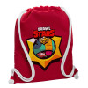 Backpack pouch GYMBAG Red, with pocket (40x48cm) & thick cords
