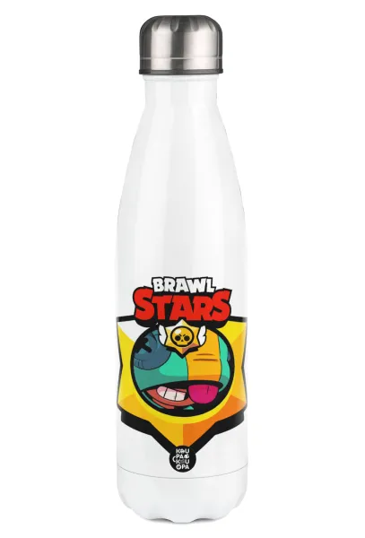 Brawl Stars Leon — Metal mug thermos White (Stainless steel), double wall, 500ml