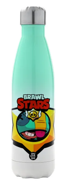 Brawl Stars Leon — Metal mug thermos Green/White (Stainless steel), double wall, 500ml