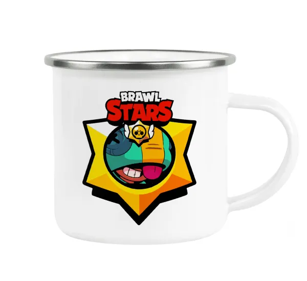 Brawl Stars Leon — Metallic enamel cup white 360ml