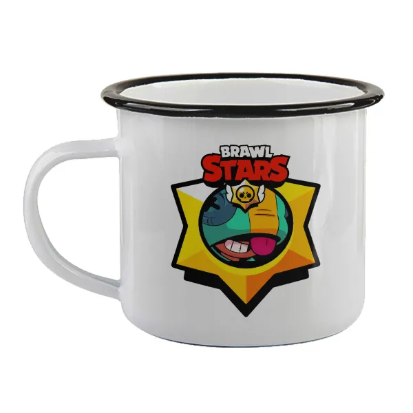Brawl Stars Leon — Enamel mug with black rim, 360ml