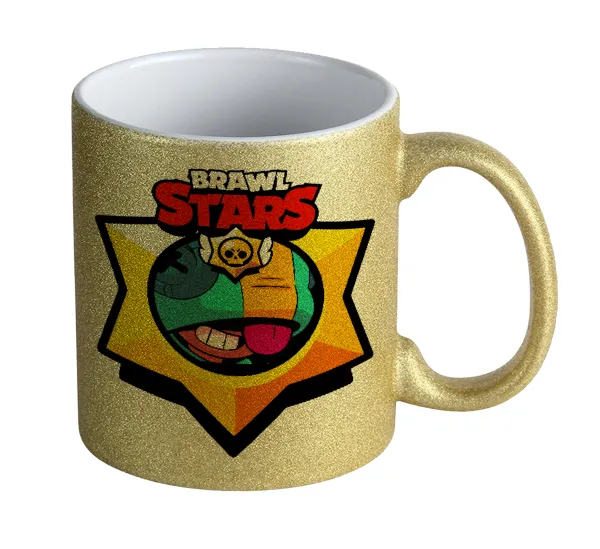Brawl Stars Leon — Gold glitter mug that sparkles, ceramic, 330ml