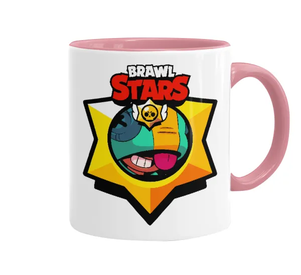 Brawl Stars Leon — Κούπα χρωματιστή ροζ, κεραμική, 330ml