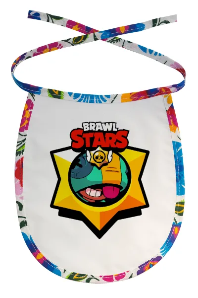 Brawl Stars Leon — Stain-resistant baby bib with tie, multicoloured