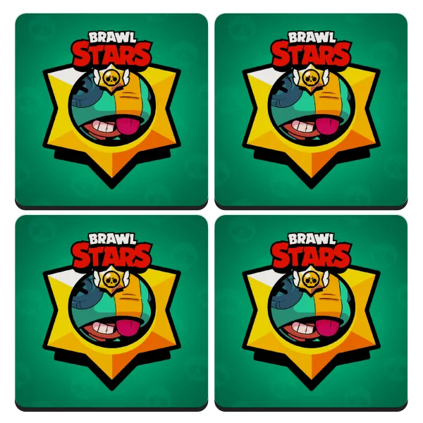 Brawl Stars Leon — Set of 4 square wooden coasters (9cm)