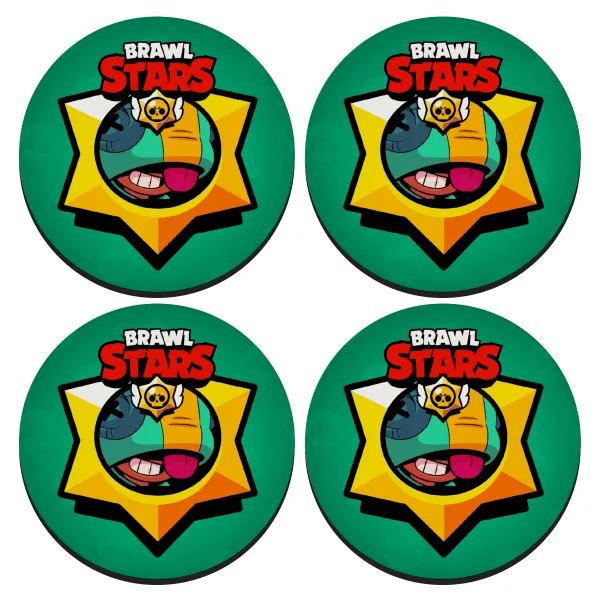Brawl Stars Leon — SET of 4 round wooden coasters (9cm)