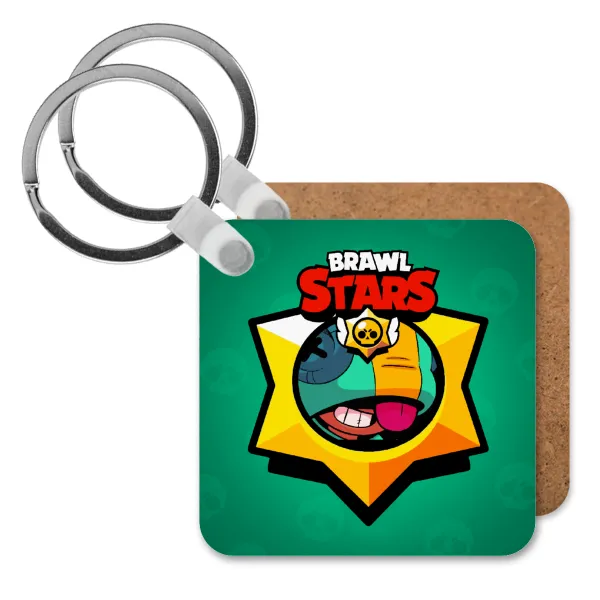 Brawl Stars Leon — Square wooden MDF keychain