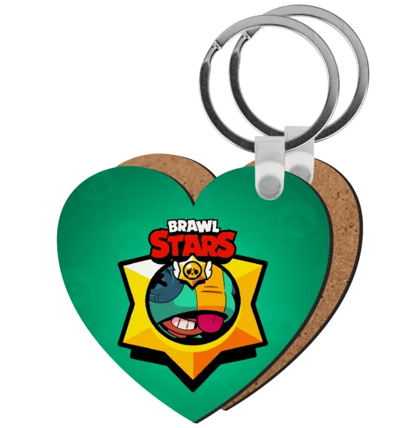Brawl Stars Leon — Heart wooden MDF keychain