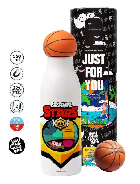 Brawl Stars Leon — Bascetball Metal mug thermos, double wall, 550ml
