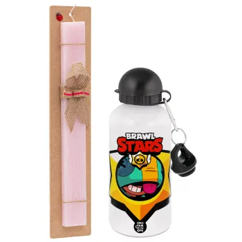 Brawl Stars Leon, Easter Set, metallic aluminum bottle (500ml) & aromatic flat Easter candle (30cm) (PINK)