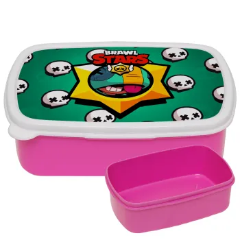Brawl Stars Leon, ΡΟΖ παιδικό δοχείο φαγητού (lunchbox) πλαστικό (BPA-FREE) Lunch Βox M18 x Π13 x Υ6cm