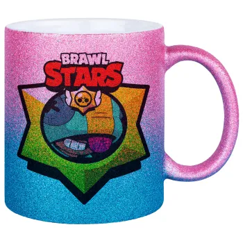 Brawl Stars Leon, Κούπα Χρυσή/Μπλε Glitter, κεραμική, 330ml