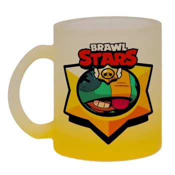 Brawl Stars Leon, Κούπα γυάλινη δίχρωμη με βάση το κίτρινο ματ, 330ml