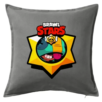 Brawl Stars Leon, Μαξιλάρι καναπέ Γκρι 100% βαμβάκι, περιέχεται το γέμισμα (50x50cm)