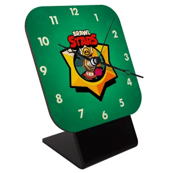 Brawl Stars Leon, Quartz Table clock in natural wood (10cm)