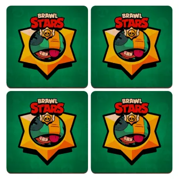 Brawl Stars Leon, ΣΕΤ x4 Σουβέρ ξύλινα τετράγωνα plywood (9cm)