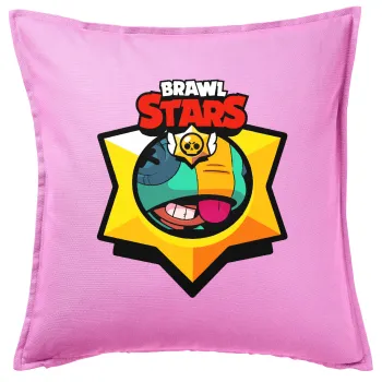 Brawl Stars Leon, Μαξιλάρι καναπέ ΡΟΖ 100% βαμβάκι, περιέχεται το γέμισμα (50x50cm)