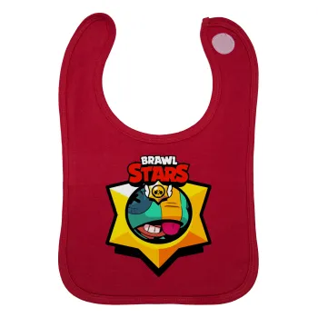 Brawl Stars Leon, Σαλιάρα με Σκρατς Κόκκινη 100% Organic Cotton (0-18 months)