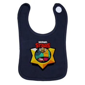 Brawl Stars Leon, Σαλιάρα με Σκρατς 100% Organic Cotton Μπλε (0-18 months)