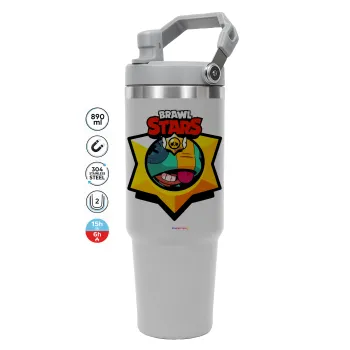 Brawl Stars Leon, ΓΚΡΙ χρώματος Θερμός Ανοξείδωτο 890ml (30oz) με χερούλι