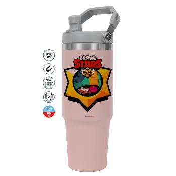 Brawl Stars Leon, ΡΟΖ χρώματος Θερμός Ανοξείδωτο 890ml (30oz) με χερούλι