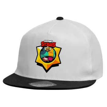 Brawl Stars Leon, Καπέλο παιδικό Flat Snapback, Λευκό (100% ΒΑΜΒΑΚΕΡΟ, ΠΑΙΔΙΚΟ, UNISEX, ONE SIZE)