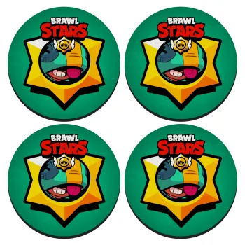 Brawl Stars Leon, SET of 4 round wooden coasters (9cm)