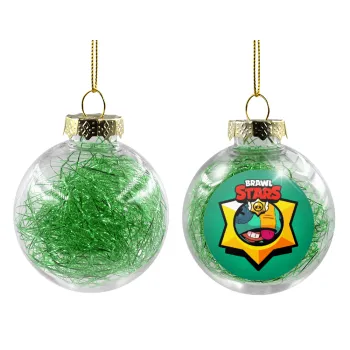 Brawl Stars Leon, Transparent Christmas tree ball ornament with green filling 8cm