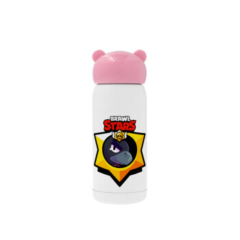 Brawl Stars Crow, Pink stainless steel thermal flask, 320ml