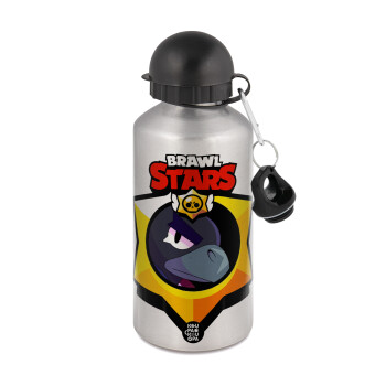 Brawl Stars Crow, Metallic water jug, Silver, aluminum 500ml