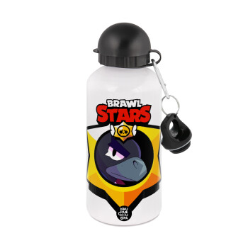 Brawl Stars Crow, Metal water bottle, White, aluminum 500ml