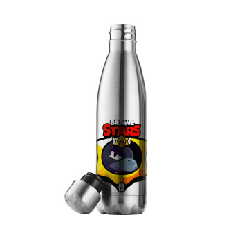 Brawl Stars Crow, Μεταλλικό παγούρι θερμός Inox (Stainless steel), διπλού τοιχώματος, 500ml