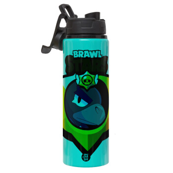 Brawl Stars Crow, Metallic water bottle with safety lid, 850ml aluminum